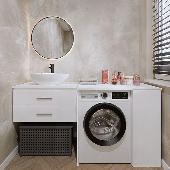 Dulap de Baie pentru Mașină de Spălat cu Uși POLA NP 1D ALB 2 Rafturi