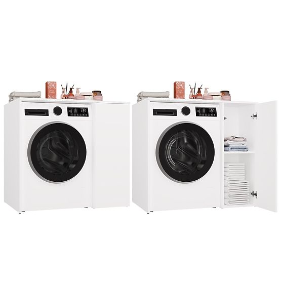 Dulap de Baie pentru Mașină de Spălat cu Uși POLA NP 1D ALB 2 Rafturi