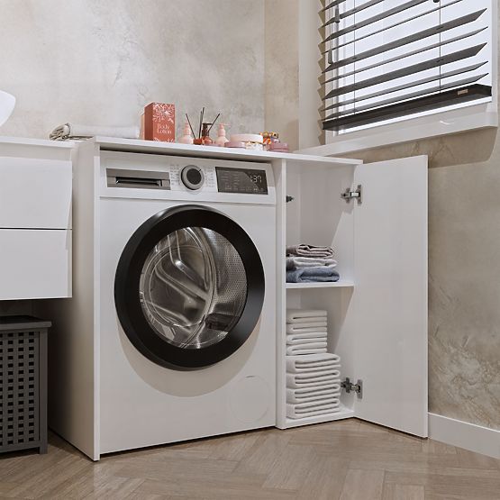 Dulap de Baie pentru Mașină de Spălat cu Uși POLA NP 1D ALB 2 Rafturi