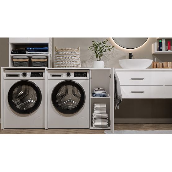 Dulap de Baie pentru Mașină de Spălat cu Uși POLA NP 1D ALB 2 Rafturi