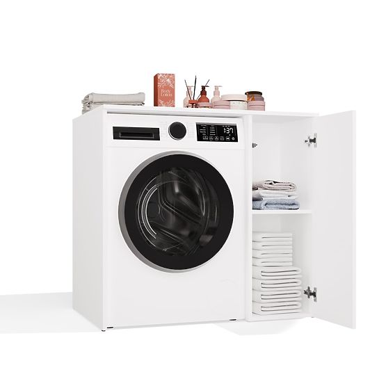 Dulap de Baie pentru Mașină de Spălat cu Uși POLA NP 1D ALB 2 Rafturi