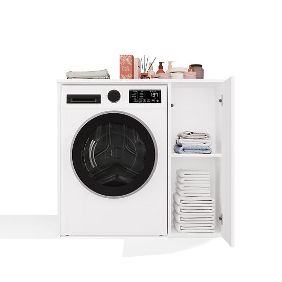 Dulap de Baie pentru Mașină de Spălat cu Uși POLA NP 1D ALB 2 Rafturi
