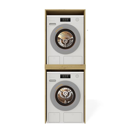 Dulap de baie pentru mașină de spălat și uscător POLA TWIN Raft Coloană STEJAR ARTISAN
