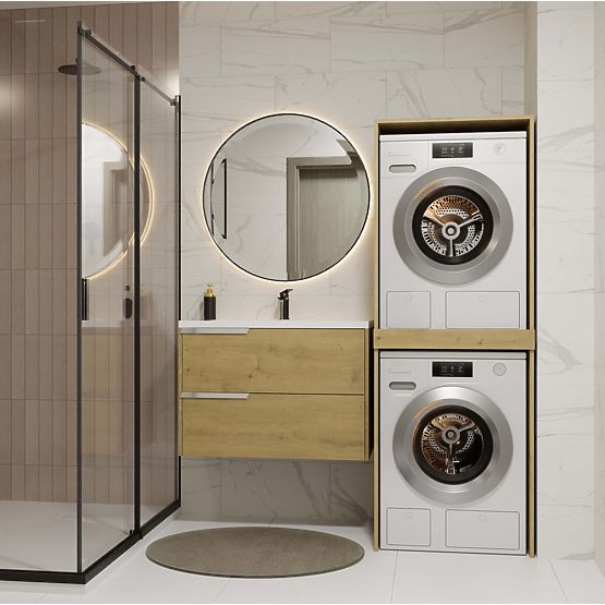 Dulap de baie pentru mașină de spălat și uscător POLA TWIN Raft Coloană STEJAR ARTISAN