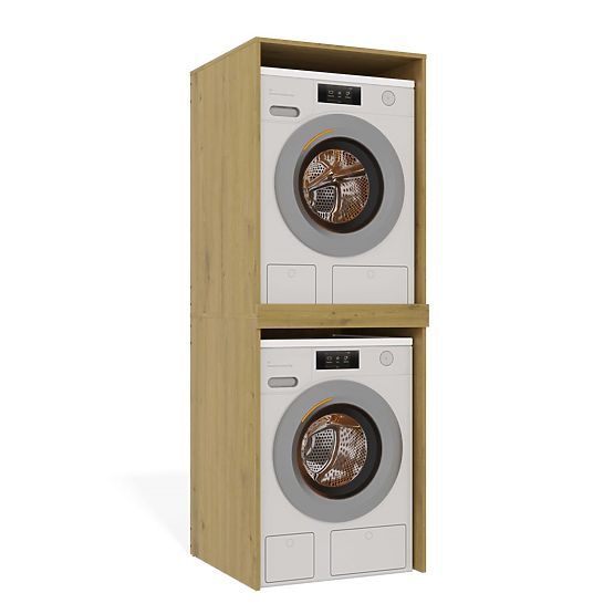 Dulap de baie pentru mașină de spălat și uscător POLA TWIN Raft Coloană STEJAR ARTISAN