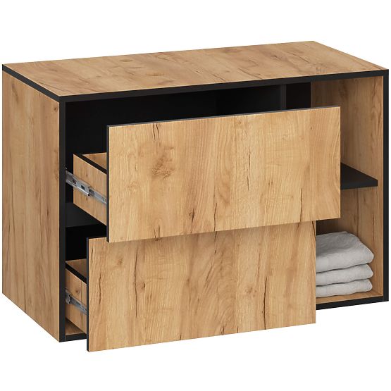 DULAP DE BAIE SUB LAVOAR CU GĂURI VAMI W90 UM 2SZ 2P STEJAR CRAFT / NEGRU