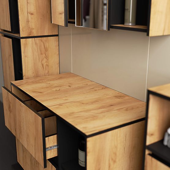 DULAP DE BAIE SUB LAVOAR CU GĂURI VAMI W90 UM 2SZ 2P STEJAR CRAFT / NEGRU