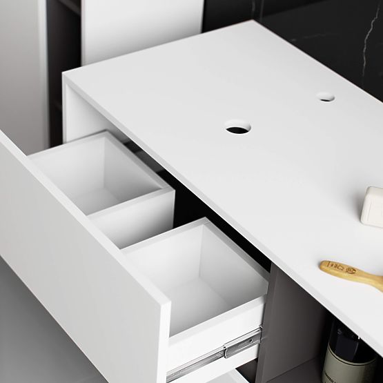 DULAP DE BAIE SUB LAVOAR CU ORIFICII VAMI W90 UM 2SZ 2P ALB / GRI GRAFIT