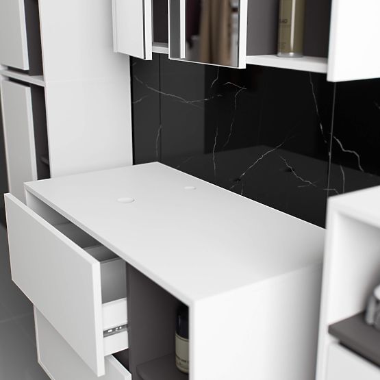 DULAP DE BAIE SUB LAVOAR CU ORIFICII VAMI W90 UM 2SZ 2P ALB / GRI GRAFIT