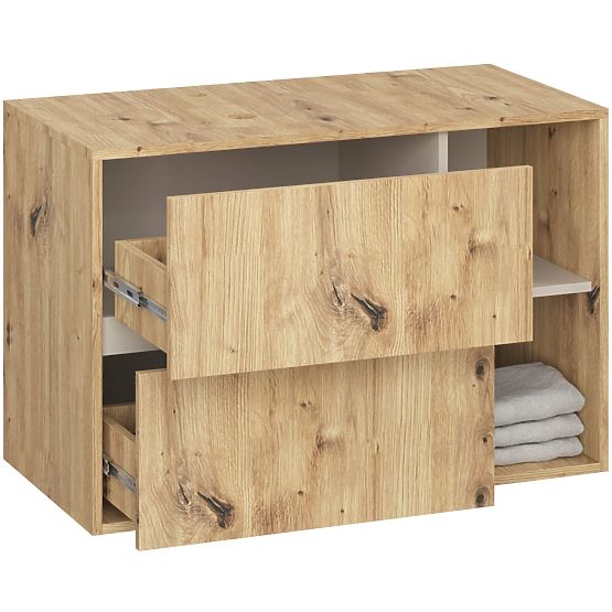 DULAP DE BAIE SUB LAVOAR CU ORIFICII VAMI W90 UM 2SZ 2P STEJAR ARTISAN / CAȘMIR