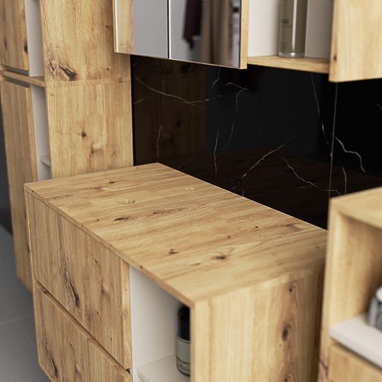 DULAP DE BAIE SUB LAVOAR CU ORIFICII VAMI W90 UM 2SZ 2P STEJAR ARTISAN / CAȘMIR