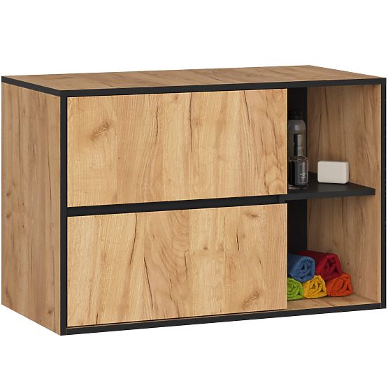 DULAP DE BAIE SUSPENDAT SUB LAVOAR VAMI W90 2SZ 2P STEJAR CRAFT / NEGRU