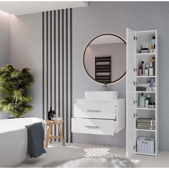 DULAP DE BAIE SUSPENDAT SUB LAVOAR NEL 60 CU 2 SERTARE ALB