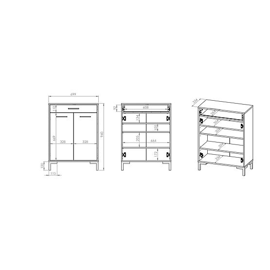 Dulap de pantofi Nevio - stejar artizanal