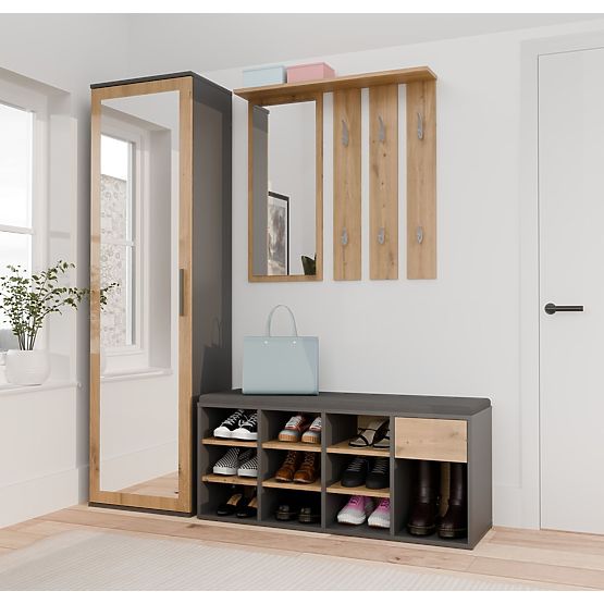 Dulap deschis pentru pantofi TALLIN ANTRACIT STEJAR ARTISAN pentru hol