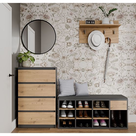 Dulap deschis pentru pantofi TALLIN ANTRACIT STEJAR ARTISAN pentru hol