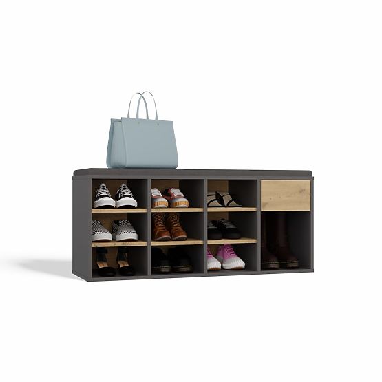 Dulap deschis pentru pantofi TALLIN ANTRACIT STEJAR ARTISAN pentru hol