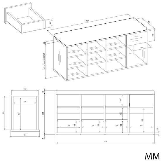 Dulap Deschis pentru Pantofi TALLIN BEJ CĂȘMIR pentru Hol