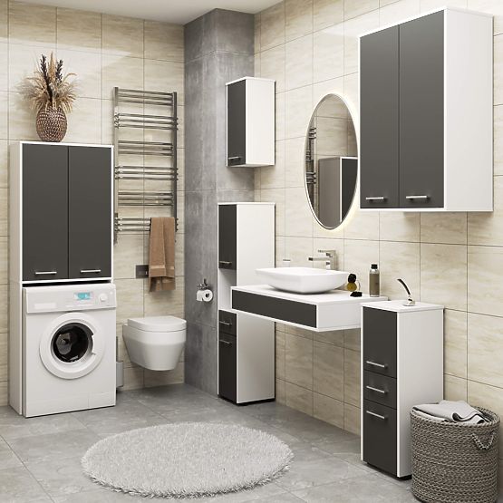 DULAP FIN 180 PENTRU MAȘINĂ DE SPĂLAT - ALB / GRI