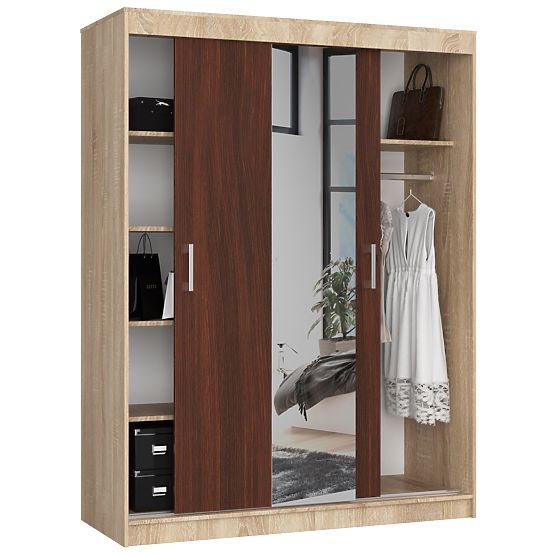 DULAP GLISANT 150cm CLP SONOMA / WENGE