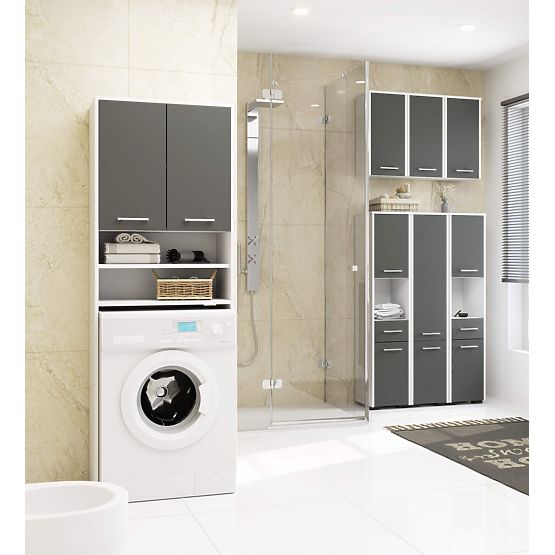 DULAP ÎNALT PENTRU BAIE FIN 30 2D 140cm ALB / GRI