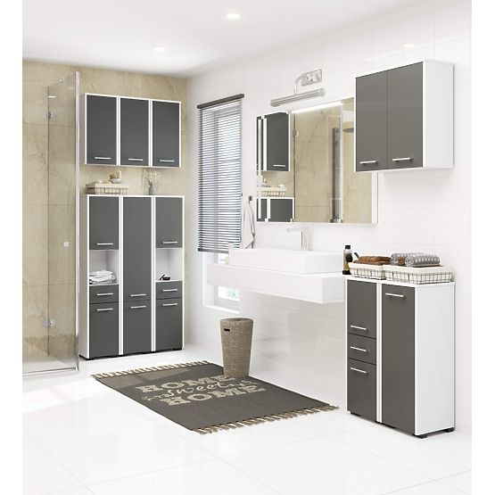 DULAP ÎNALT PENTRU BAIE FIN 30 2D 140cm ALB / GRI