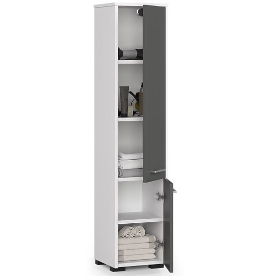 DULAP ÎNALT PENTRU BAIE FIN 30 2D 140cm ALB / GRI