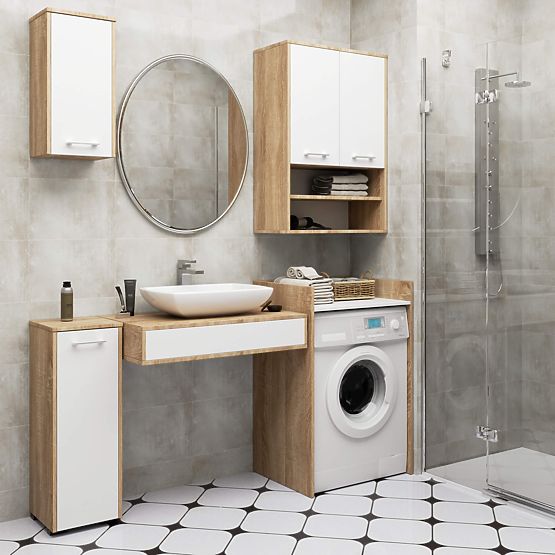 DULAP PENTRU MAȘINĂ DE SPĂLAT FIN STEJAR SONOMA / ALB