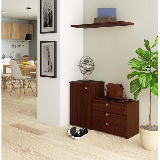 Dulap pentru pantofi S16 cu comodă, 3 uși rabatabile - wenge