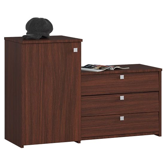 Dulap pentru pantofi S16 cu comodă, 3 uși rabatabile - wenge