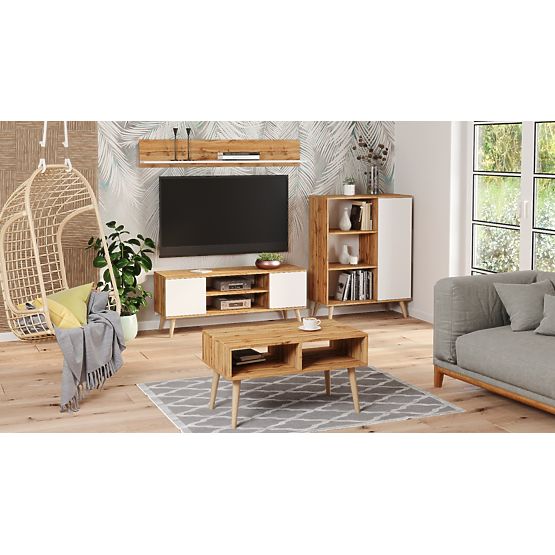 Dulap raft Fondi stejar craft auriu - alb, scandinav