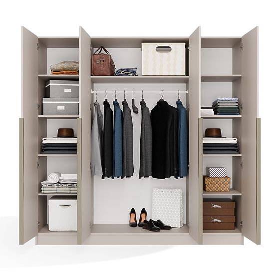 DULAP SENSO 4D 200 CM 4 UȘI MÂNERE AURII PENTRU LIVING DORMITOR CAȘMIR BEJ