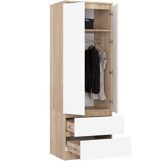 DULAP STAR CU 2 UȘI ȘI 2 SERTARE 60 cm SONOMA / ALB