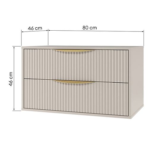 Dulap sub chiuvetă Avila 2.0, 80 cm, canelat, mânere aurii, cașmir
