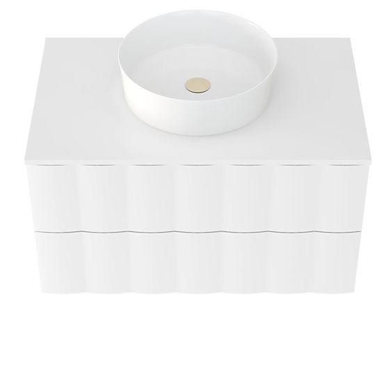 Dulap sub chiuvetă Grita 80 cm, alb, panou frontal ondulat