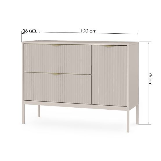 Dulap sub chiuvetă Livia 100 cm, culoare cașmir, picioare metalice, canelat