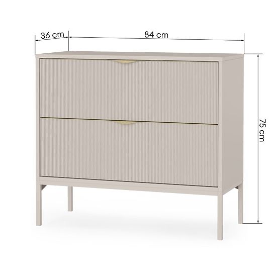 Dulap sub chiuvetă Livia 80 cm, culoare cașmir, picioare metalice, fațadă canelată