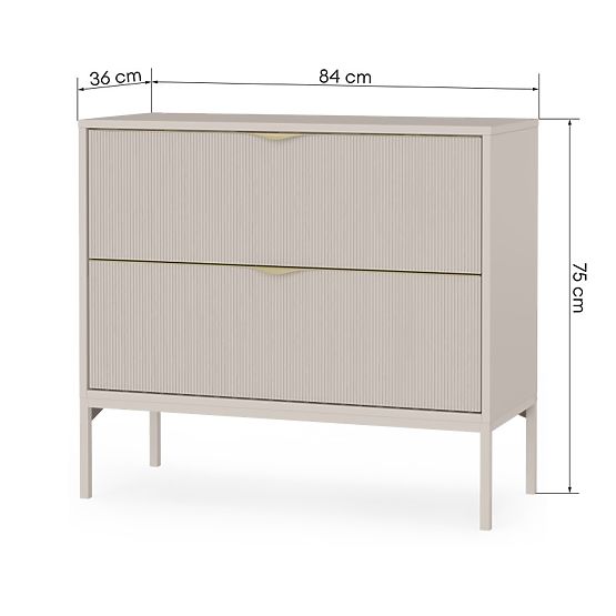 Dulap sub chiuvetă Livia 80 cm, culoare cașmir, picioare metalice, fațadă canelată