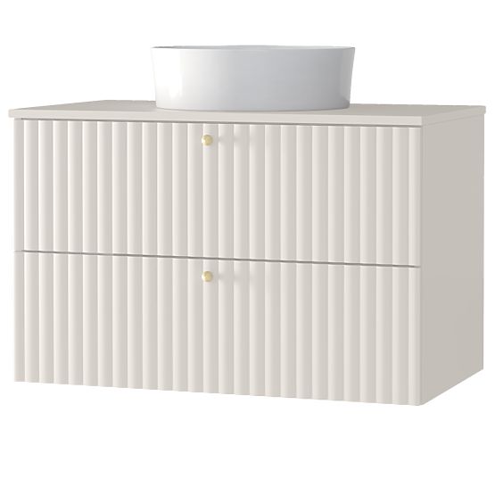 Dulap sub chiuvetă pentru blat Nelli 80 cm, culoare cașmir, canelat, mânere aurii