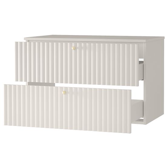Dulap sub chiuvetă pentru blat Nelli 80 cm, culoare cașmir, canelat, mânere aurii