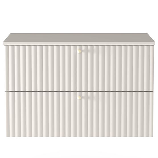 Dulap sub chiuvetă pentru blat Nelli 80 cm, culoare cașmir, canelat, mânere aurii