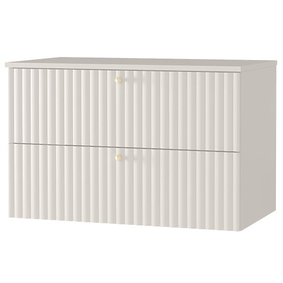 Dulap sub chiuvetă pentru blat Nelli 80 cm, culoare cașmir, canelat, mânere aurii