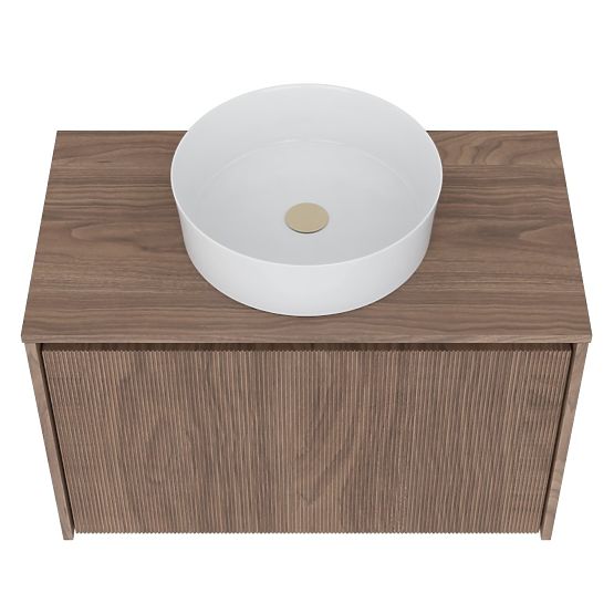 Dulap sub chiuvetă Pezzo 80 cm, nuc, cu caneluri