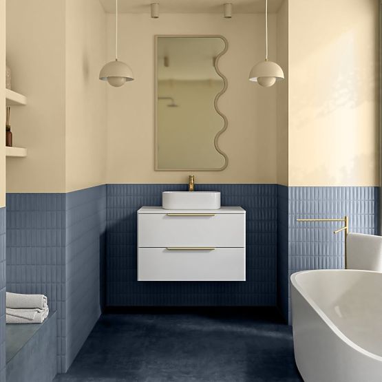 Dulap sub chiuvetă Tidea 80 cm, alb, mânere aurii