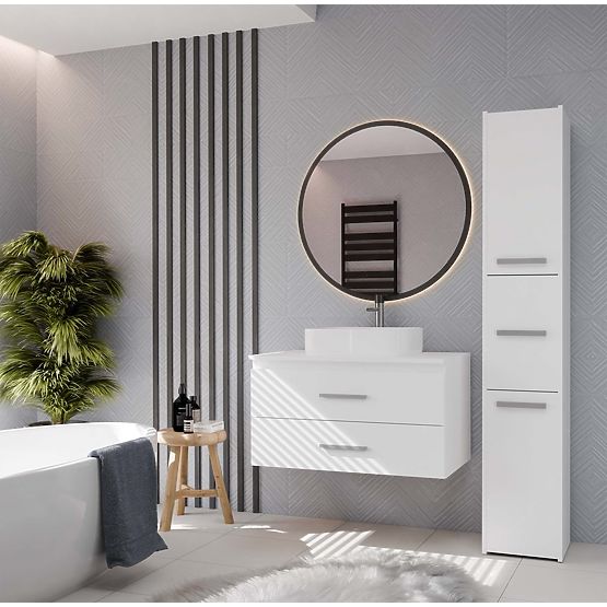 Dulap Suspendat de Baie NEL 80 Alb cu 2 Sertare sub Lavoar