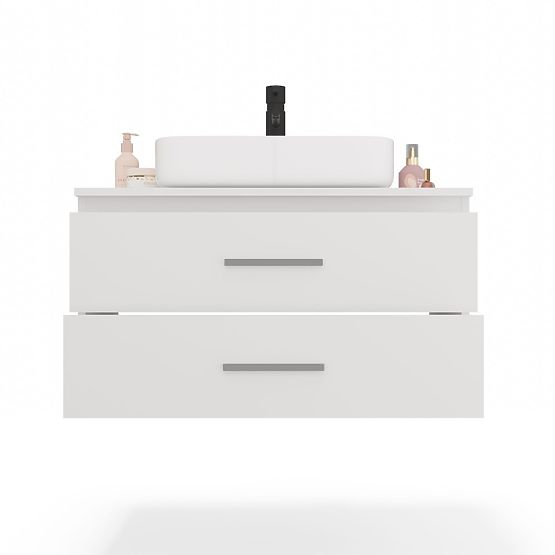 Dulap Suspendat de Baie NEL 80 Alb cu 2 Sertare sub Lavoar