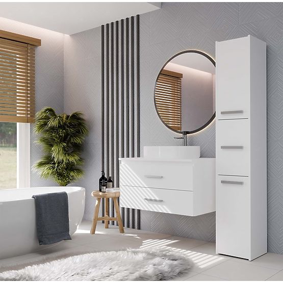 Dulap Suspendat de Baie NEL 80 Alb cu 2 Sertare sub Lavoar