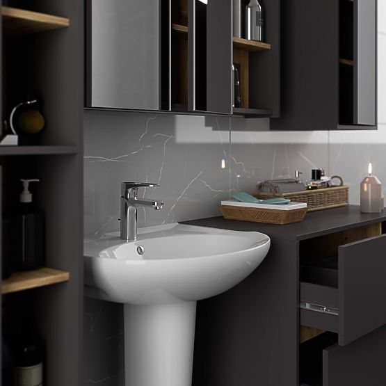 DULAP SUSPENDAT PENTRU BAIE VAMI W50 GRI GRAFIT / STEJAR ARTISAN