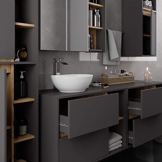 DULAP SUSPENDAT PENTRU BAIE VAMI W50 GRI GRAFIT / STEJAR ARTISAN