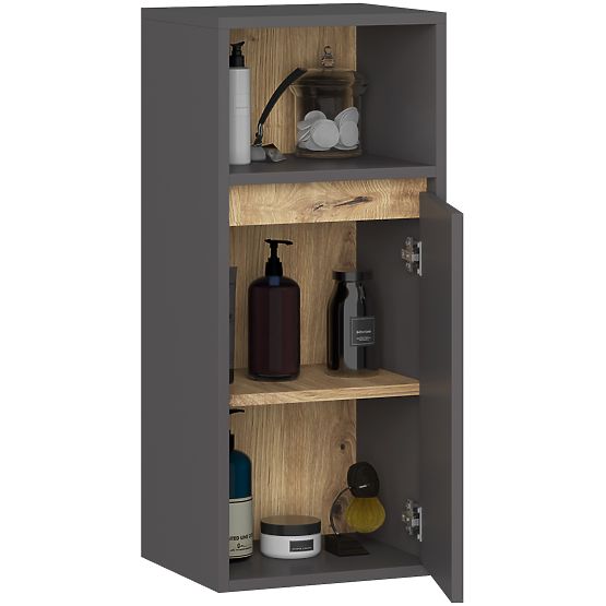 DULAP SUSPENDAT PENTRU BAIE VAMI W35 1D 1W GRAFIT GRI / STEJAR ARTISAN